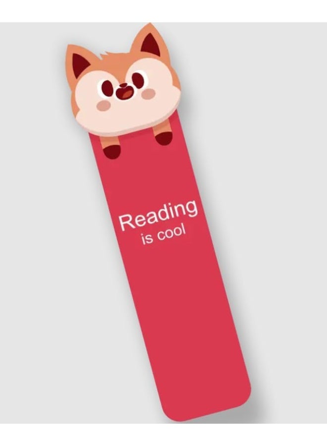 Cute Fox Reading Bookmark, Red Decorative Book Marker with 'Reading is Cool' Text